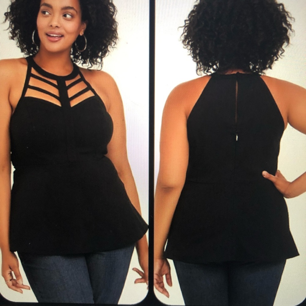 Torrid Cage Neck Peplum Top